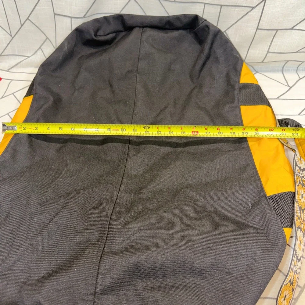 L.L. Bean Duffle Bag Large Yellow Black Floral Strap Travel Luggage Carry On